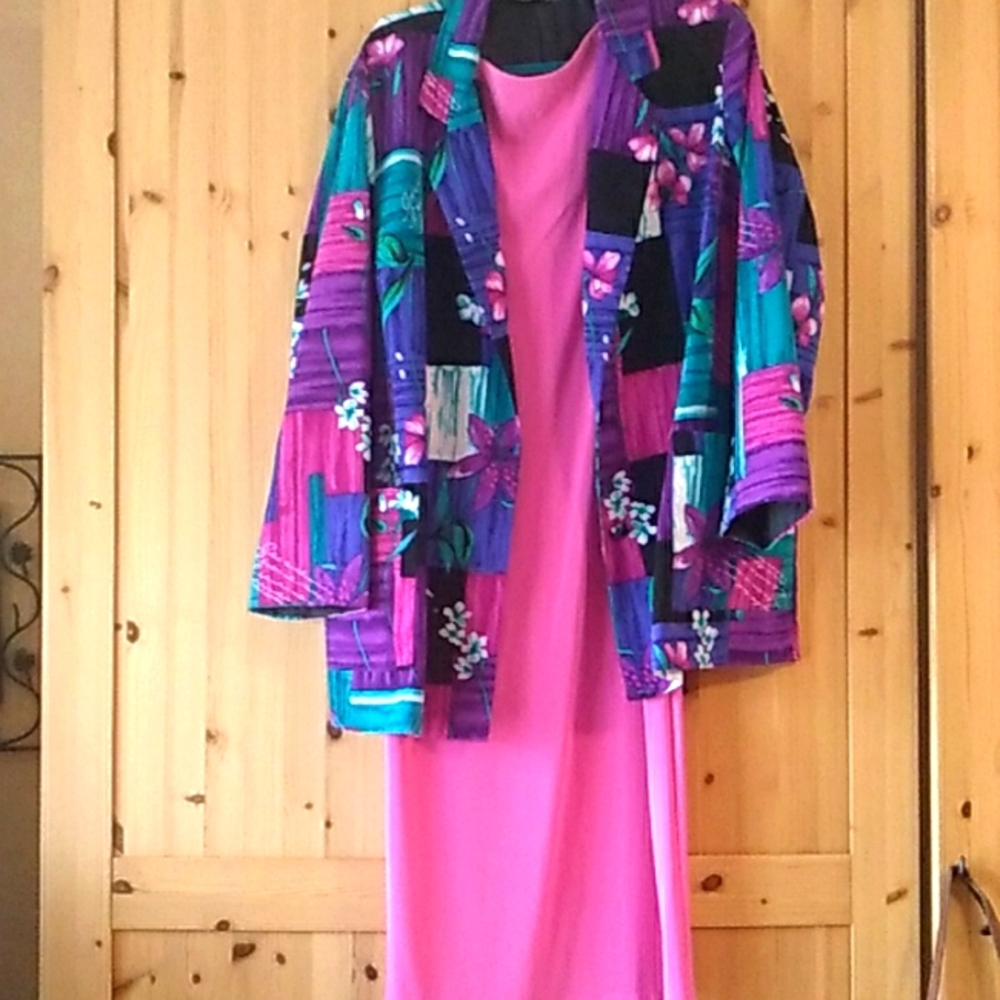 Willow Ridge Teal, Fuschia Black Blazer Sz 1x - image 1